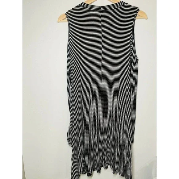 Elan Black & White Striped Cold Shoulder Dress M - Picture 8 of 10